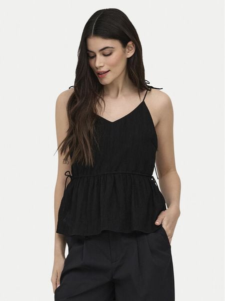 ONLY Top Nele 15370325 Czarny Regular Fit. Czarne topy Only, xs, bez wzorów, z wiskozy, bez kołnierzyka, bez ramiączek. Za 126.99 zł.