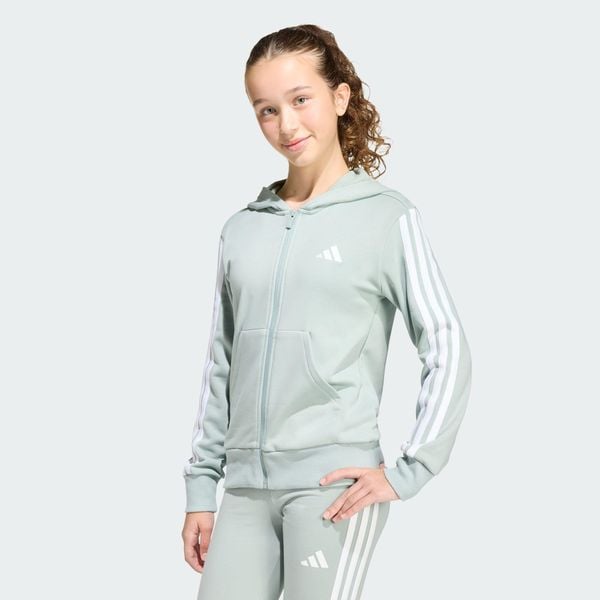 Bluza Z Kapturem Essentials Full Zip. Białe bluzy Adidas, bez wzorów, z kapturem. Za 199.00 zł.