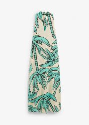 Sukienka trapezowa z dekoltem halter. Brązowe sukienki bonprix, bez wzorów, bez kołnierzyka, bez ramiączek, maxi, trapezowe. Za 47.99 zł.