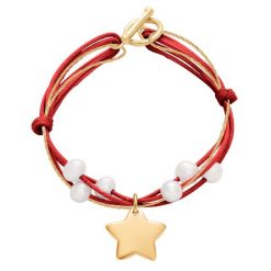 Bransoletka All I want for Christmas. Czerwone bransoletki Lilou, z perłą, pozłacane. Za 255.00 zł.