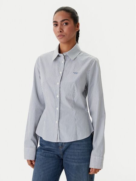 Guess Jeans Koszula W6RH66 WH7Q1 Niebieski Regular Fit. Niebieskie koszule Guess Jeans, xxl, z aplikacjami, z bawełny, bez kołnierzyka, bez ramiączek. Za 309.99 zł.