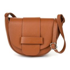 Listonoszka camelowa Vera Pelle X41. Brązowe torebki klasyczne bez wzorów, ze skóry, bez dodatków. Za 139.90 zł.