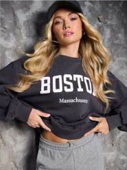 Bluza z napisem - szary. Szare bluzy Sinsay, l, bez wzorów, bez kaptura. W wyprzedaży za 25.99 zł.