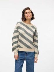 Vero Moda Sweter w kolorze turkusowo-beżowym rozmiar: S. Brązowe swetry Vero Moda, s, bez wzorów, ze splotem, bez ramiączek. Za 92.42 zł.