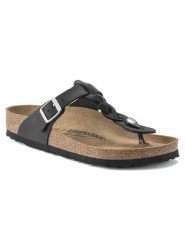 Birkenstock Skórzane japonki "Gizeh" w kolorze czarnym rozmiar: 36. Czarne klapki Birkenstock, bez wzorów, z otwartym noskiem, bez obcasa. Za 443.38 zł.