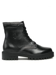 U.S. Polo Assn. Botki KARMA007 Czarny. Czarne botki U.S. Polo Assn., bez wzorów, ze skóry, bez obcasa, na płaskiej podeszwie, bez zapięcia. Za 639.99 zł.