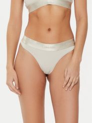 Calvin Klein Underwear Stringi 000QF7997E Beżowy. Brązowe stringi Calvin Klein Underwear, bez wzorów, z bawełny. Za 59.99 zł.