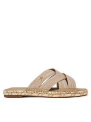 Tommy Hilfiger Espadryle Chambray Espadrille Mule FW0FW08501 Beżowy. Brązowe espadryle TOMMY HILFIGER, bez wzorów, z materiału, bez obcasa, bez zapięcia. Za 219.99 zł.