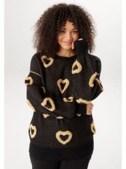 Aniston Sweter w kolorze czarno-jasnobrązowym rozmiar: 52. Czarne swetry Aniston, bez wzorów, bez ramiączek. Za 173.99 zł.