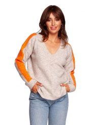 Be Wear Sweter w kolorze kremowym rozmiar: S/M. Brązowe swetry Be Wear, m, bez wzorów, z wełny, bez ramiączek. Za 170.95 zł.