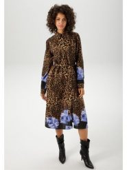 Aniston Sukienka w kolorze karmelowo-niebieskim rozmiar: 38. Brązowe sukienki Aniston, bez wzorów, z tkaniny, bez kołnierzyka, bez ramiączek, midi. Za 87.40 zł.