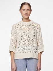 Pieces Sweter "Masha" w kolorze beżowym rozmiar: L. Brązowe swetry Pieces, l, bez wzorów, z bawełny, bez ramiączek. Za 57.20 zł.