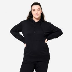 Bluza z kapturem damska Domyos Gym & Pilates. Czarne bluzy DOMYOS, m, bez wzorów, z bawełny, z kapturem. Za 99.99 zł.