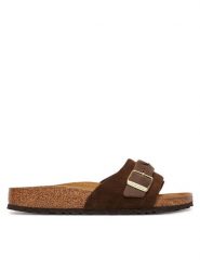 Birkenstock Klapki Oita Braided 1031734 Brązowy. Brązowe klapki Birkenstock, bez wzorów, ze skóry, bez obcasa. Za 579.99 zł.