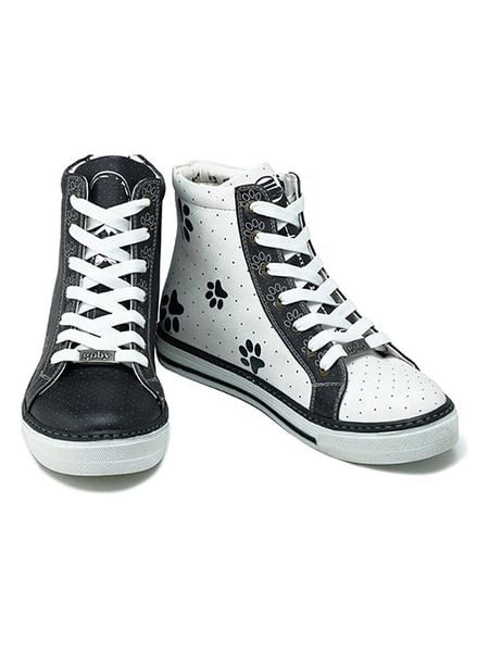 Goby Sneakersy w kolorze biało-czarnym ze wzorem rozmiar: 36. Białe trampki Goby, bez wzorów, z materiału, za kostkę, bez zapięcia. Za 217.99 zł.