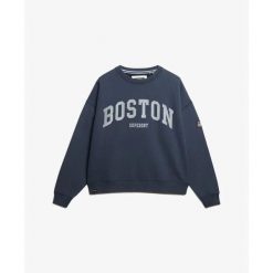 Damska bluza oversize Superdry Athletic Essentials. Niebieskie bluzy Superdry, m, bez wzorów, bez kaptura. Za 278.45 zł.