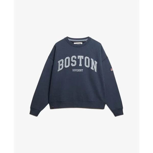 Damska bluza oversize Superdry Athletic Essentials. Niebieskie bluzy Superdry, m, bez wzorów, bez kaptura. Za 266.85 zł.