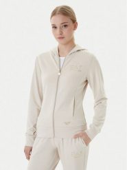 EA7 Emporio Armani Bluza 7W001044 AF12482 U1088 Beżowy Regular Fit. Brązowe bluzy EA7 Emporio Armani, xs, bez wzorów, z wiskozy, bez kaptura. Za 589.99 zł.