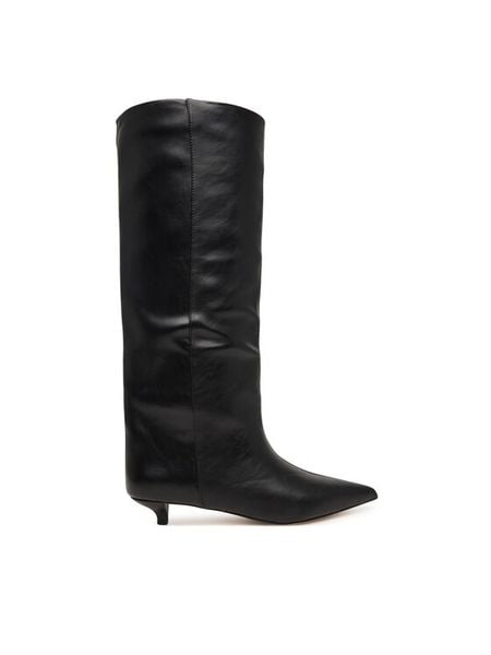 Aldo Kozaki Gabelia 14403468 Czarny. Czarne kozaki Aldo, ze skóry, bez obcasa, na szpilce, bez zapięcia. Za 639.99 zł.