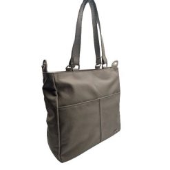 Shopperka skórzana SHE 669s szara. Szare shopper SHE, bez wzorów, ze skóry, bez dodatków. Za 155.99 zł.