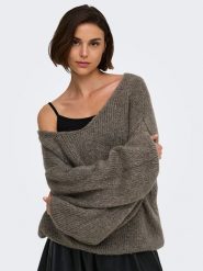 JDY Sweter w kolorze szarobrązowym rozmiar: XL. Brązowe swetry JDY, xl, bez wzorów, bez ramiączek. Za 129.95 zł.