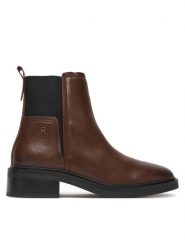 Tommy Hilfiger Sztyblety Minimal FW0FW08978 Brązowy. Brązowe botki TOMMY HILFIGER, bez wzorów, ze skóry, bez obcasa, na płaskiej podeszwie, bez zapięcia. Za 849.99 zł.