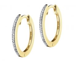 Kolczyki z żółtego złota z diamentami - koła - 0,06 ct - próba 585. Żółte kolczyki Apart, z diamentem, złote. Za 2,759.00 zł.