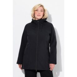 Damskie Długa kurtka softshell HYPRAR hydrofobowa trapezowy krój. Czarne kurtki sportowe Ulla Popken, plus size, bez wzorów, z elastanu, bez kaptura, trekkingowe. Za 480.99 zł.