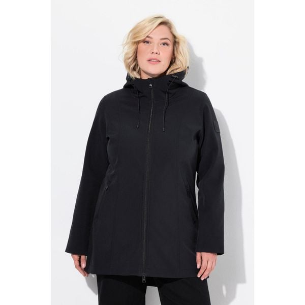 Damskie Kurtka softshell HYPRAR wodoodporna podszewka z polaru. Czarne kurtki sportowe Ulla Popken, plus size, bez wzorów, z elastanu, bez kaptura, trekkingowe. Za 479.99 zł.
