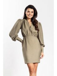 Awama Sukienka w kolorze oliwkowym rozmiar: XL. Brązowe sukienki Awama, xl, bez wzorów, bez kołnierzyka, bez ramiączek, mini. Za 159.99 zł.