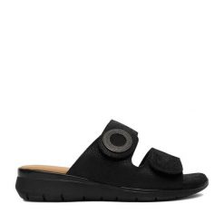 Klapki Go Soft. Czarne klapki GO SOFT, bez wzorów, bez obcasa. Za 169.99 zł.
