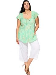 Aller Simplement Bluzka w kolorze jasnozielono-kremowym rozmiar: 42/44. Zielone bluzki Aller Simplement, bez wzorów, z bawełny, bez kołnierzyka, bez ramiączek. Za 56.99 zł.