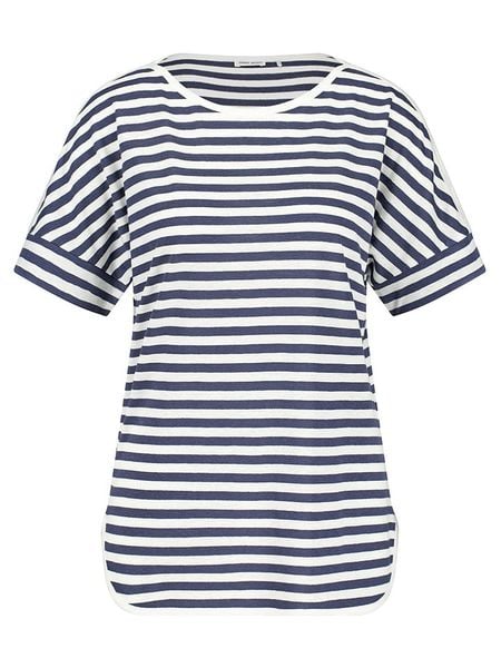 Gerry Weber Koszulka w kolorze biało-granatowym rozmiar: 38. Białe bluzki Gerry Weber, bez wzorów, bez kołnierzyka, bez ramiączek. Za 83.42 zł.