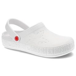 Klapki damskie Big Star, cholewka z tworzywa wsuwana konstrukcja profilowana wkładka gruba podeszwa, biały, II275003. Białe klapki Big Star, bez wzorów, bez obcasa. Za 59.00 zł.