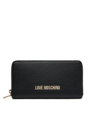 LOVE MOSCHINO Duży Portfel Damski JC5700PP1NLD0000 Czarny. Czarne portfele Love Moschino, bez wzorów, ze skóry. Za 419.99 zł.