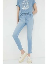 Wrangler Dżinsy - Skinny fit - w kolorze błękitnym rozmiar: W27/L30. Niebieskie jeansy Wrangler, l, z aplikacjami, z podwyższonym stanem. Za 254.45 zł.