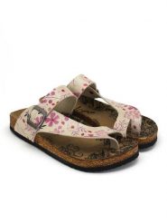 Calceo Japonki w kolorze kremowo-jasnoróżowym rozmiar: 38. Brązowe klapki Calceo, bez wzorów, z otwartym noskiem, bez obcasa. Za 156.98 zł.