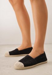 Czarne Espadryle z Koronkową Cholewką i Podeszwą z Plecionki Marilex. Czarne espadryle Renee, bez wzorów, z koronki, bez obcasa, bez zapięcia. Za 69.99 zł.