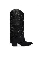 Steve Madden Kowbojki Stagecoach 11005660 Czarny. Czarne botki Steve Madden, bez wzorów, ze skóry, bez obcasa, na słupku, bez zapięcia. Za 1,069.00 zł.