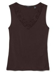 Vero Moda Top w kolorze brązowym rozmiar: M. Brązowe topy Vero Moda, m, bez wzorów, z koronki, bez kołnierzyka, bez ramiączek. Za 60.95 zł.