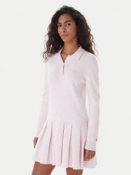 Tommy Jeans Sukienka dzianinowa Script DW0DW22464 Różowy Regular Fit. Czerwone sukienki Tommy Jeans, s, bez wzorów, z bawełny, bez kołnierzyka, bez ramiączek. Za 489.99 zł.