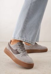 Szare Zamszowe Sneakersy w Stylu Klasycznych Tenisówek ze Skórzaną Wkładką Riosera. Szare obuwie sportowe Born2be, z jeansu, bez zapięcia, tenisowe. Za 169.99 zł.