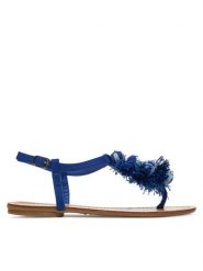 DeeZee Sandały F103-100 Granatowy. Niebieskie sandały DeeZee, bez wzorów, z materiału, bez obcasa, na płaskiej podeszwie, bez zapięcia. Za 129.99 zł.