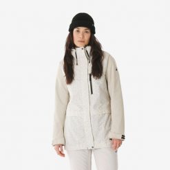 Kurtka narciarska i snowboardowa damska Quechua 500 long. Brązowe kurtki narciarskie DREAMSCAPE, l, bez wzorów, z materiału, bez kaptura, narciarskie. Za 299.99 zł.