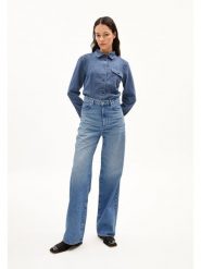 Armedangels Bluzka dżinsowa "Nilaara" w kolorze niebieskim rozmiar: XS. Niebieskie bluzki ARMEDANGELS, xs, bez wzorów, z bawełny, bez kołnierzyka, bez ramiączek. Za 187.96 zł.