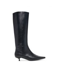 Calvin Klein Kozaki Kitten Heel High Boot Lth HW0HW03167 Czarny. Czarne kozaki Calvin Klein, ze skóry, bez obcasa, na szpilce, bez zapięcia. Za 999.99 zł.
