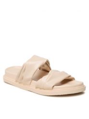 DeeZee Klapki E566-71 Beżowy. Brązowe klapki DeeZee, bez wzorów, ze skóry, bez obcasa. Za 119.99 zł.