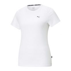 Koszulka treningowa damska Puma ESS Small Logo Tee. Białe koszulki sportowe Puma, bez wzorów, bez ramiączek. Za 174.00 zł.