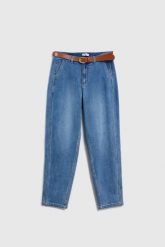 Jeansy z paskiem niebieskie. Niebieskie jeansy MOODO, l, bez wzorów. Za 159.99 zł.