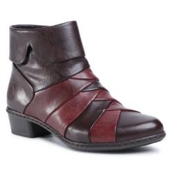 RIEKER Y0791-26A Brązowy. Brązowe botki Rieker, bez wzorów, ze skóry ekologicznej, bez obcasa, bez zapięcia. Za 269.99 zł.